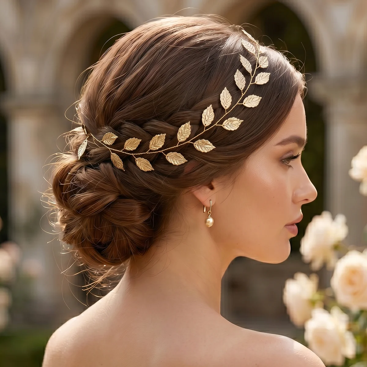 Bride Wedding Hair Accessorie Pearl Rhinestone Headband Floral Leaf Bridal Headpiece Hair Vine Women Tiara Hair Jewelry Gift