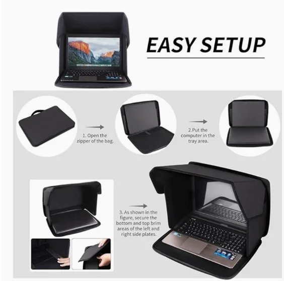

Travel-Friendly Collapsible Laptop Privacy Cover Outdoor Sunshade Protective Sleeve for Notebook PC