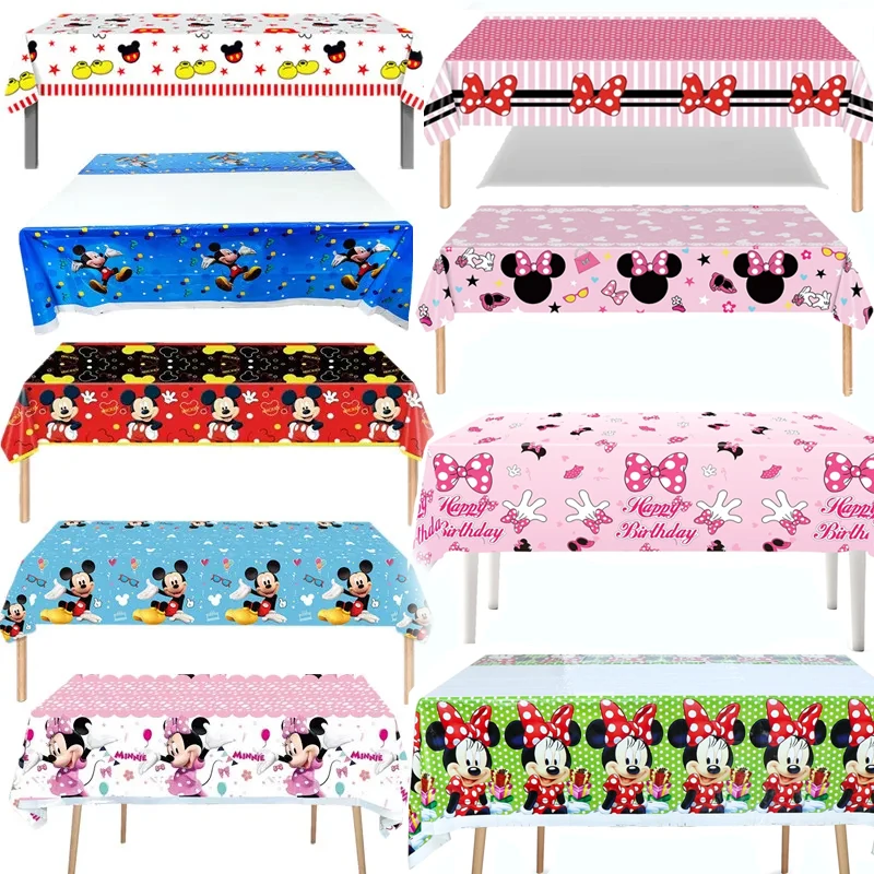 Nappe de dessin animé Mickey Mouse Minnie Mouse, 1 pièce, décor de fête d'anniversaire, cadeaux de fête pour enfants, fournitures de réception-cadeau pour bébé