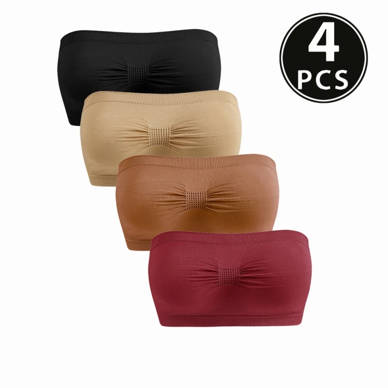 

4 шт., женский сексуальный укороченный топ без бретелек, бюстгальтер-бандо, бюстгальтер-труба, летний дышащий сетчатый бюстгальтер без бретелек без нагрудной подушечки