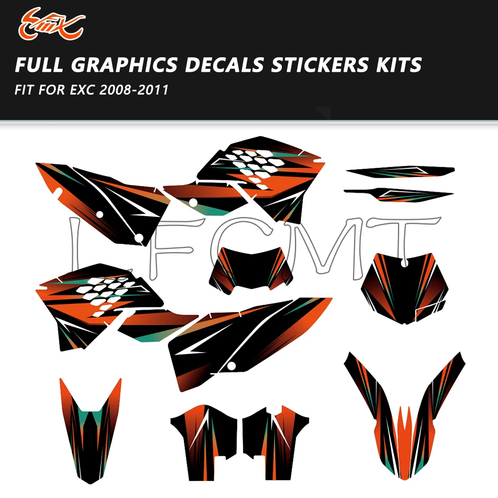 

Motorcycle Full Graphics Kit Decals Stickers Fit for KTM EXC 200 250 300 350 450 500 530 EXC XCW 2008 2009 2011