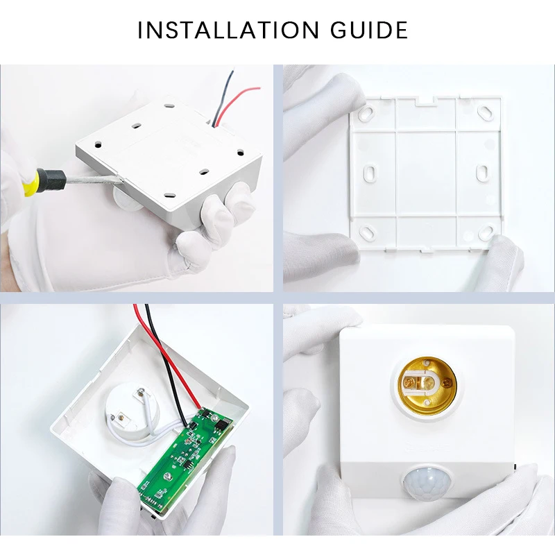 Human Body Induction E27 Holder with Automatic Body Infrared IR Sensor PIR Motion Detector Adjustable Time&Sensitivity