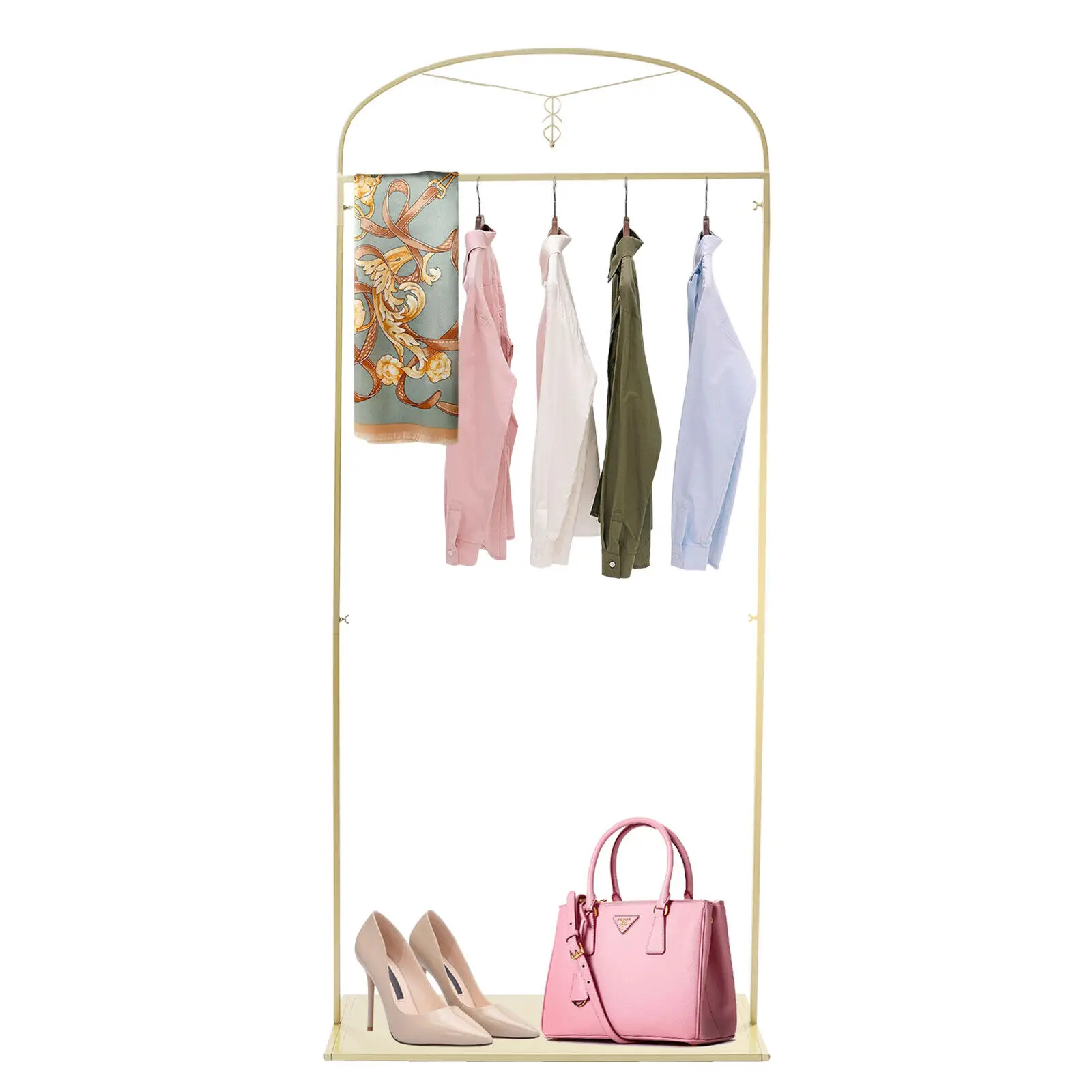 Gold Clothes Rack Metal Freestanding Garment Dress Display Strorage Stand Clothing Store Retail Display Rack Boutique Rack