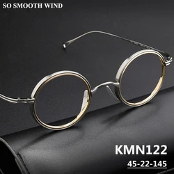 Japanese Handmade Glasses Frame Men Women Titanium Retro Round Eyelasses Frames Ultralight Spectacles Eyewear KMN122