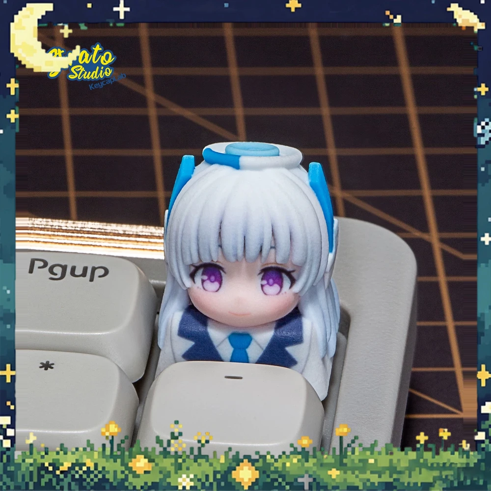 Blue Archive Resin Keycap 1 Piece Sculpted Chibi Character Decorative Replacement Key for Mechanical Keyboard