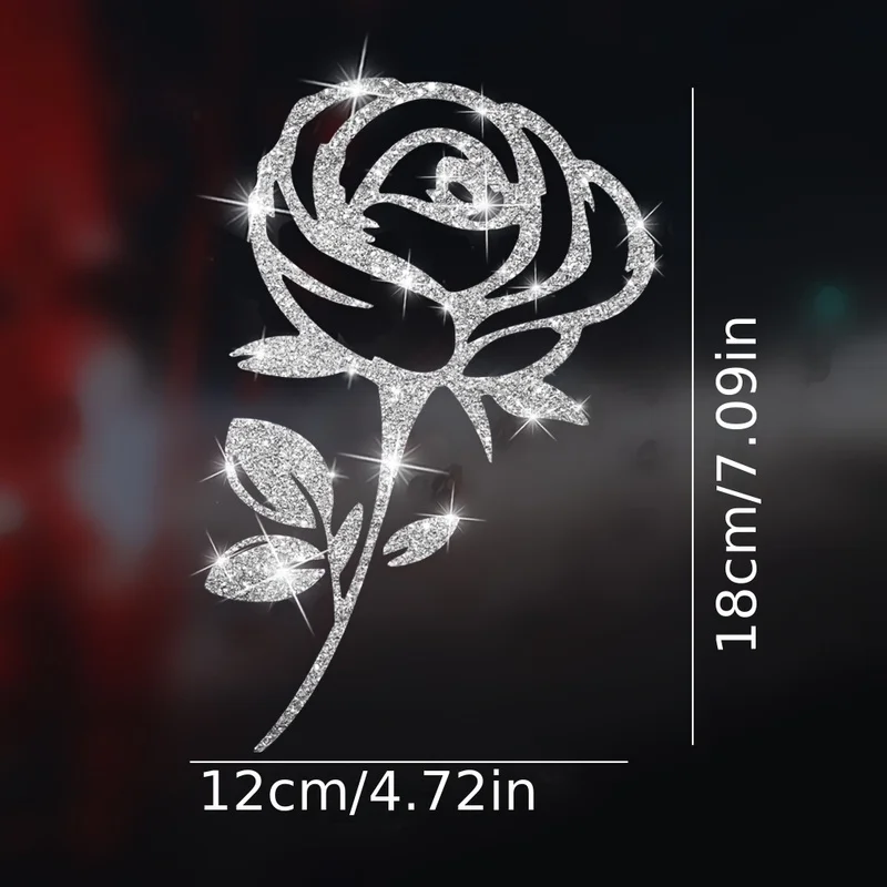 A Beautiful Rose Wall Decal, Shiny Floral Decorative Sticker for Home Doors, Windows, Glass, Makeup Mirrors, Farmhouse Walls
