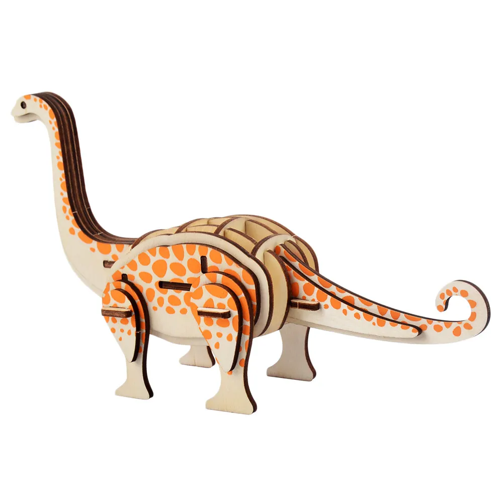 3D Wooden Puzzle Dinosaur DIY Assembled for Kids Children Educational Cognition Creative Jigsaw 3D Puzzles