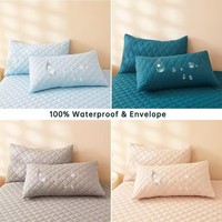 2pcs Waterproof Throw Pillowcases Envelope Soft Breathable Pillow Covers for Bed Protector 48x74cm, Grey/Blue/Green/Red/White