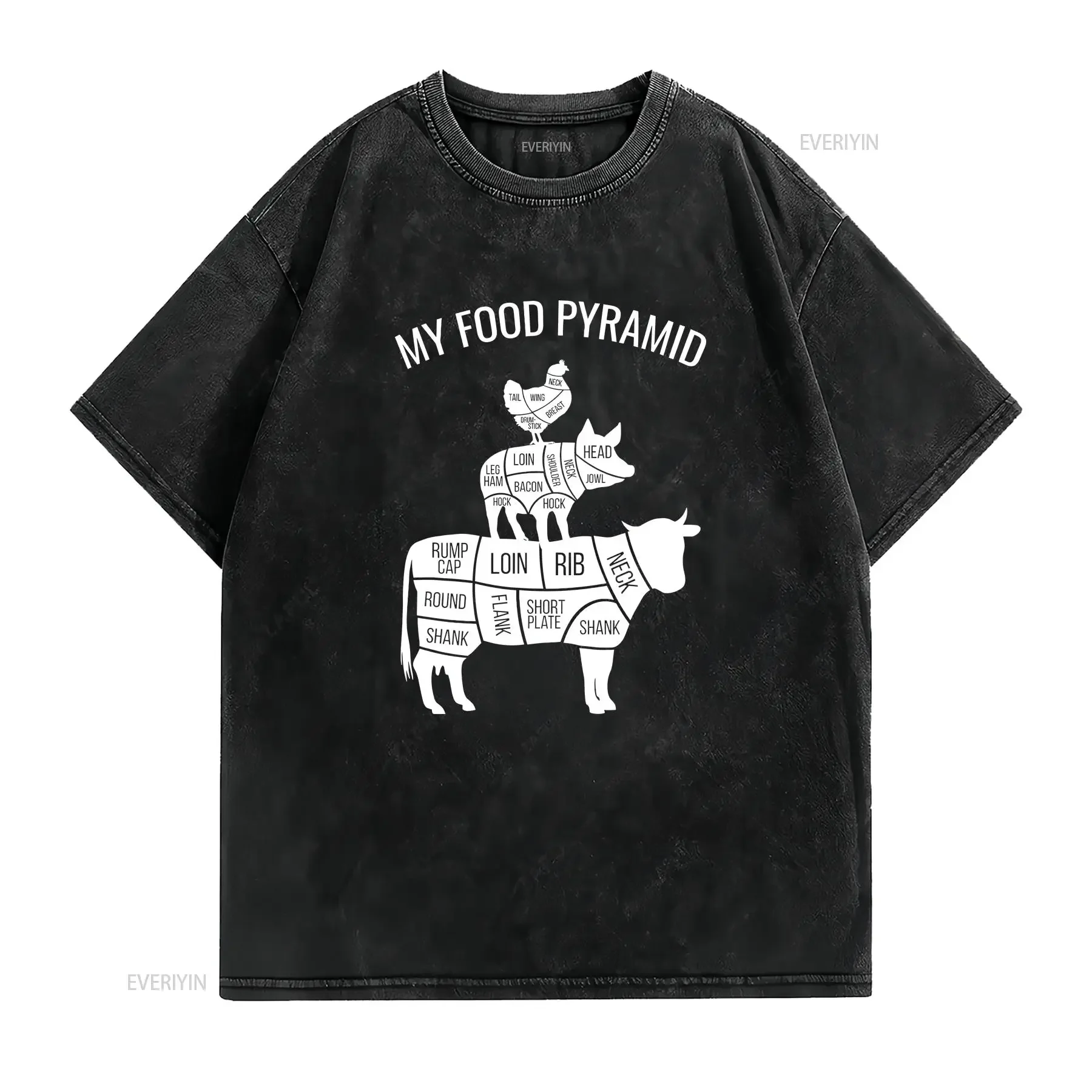 My Food Pyramid Funny Carnivore Cow Pig Chicken T Shirt NEW vintage Washed Stylish Unisex designer clothes Comfortable