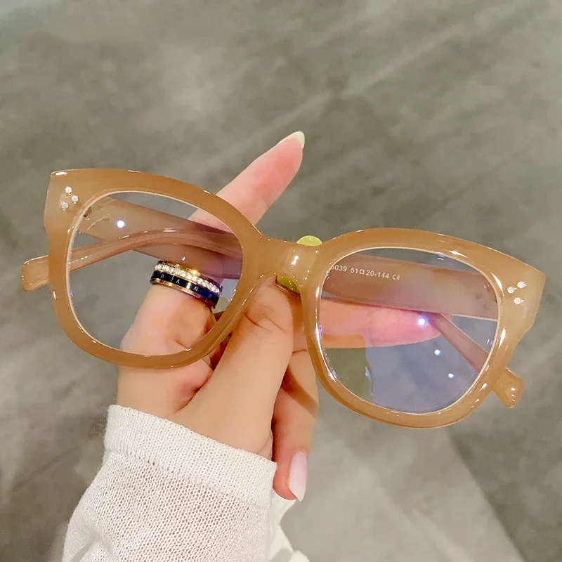 Classic Vintage Anti Blue Light Square Glasses Women For Men Luxury Brand Designer Trend Myopia Prescription Optical Rivet Frame