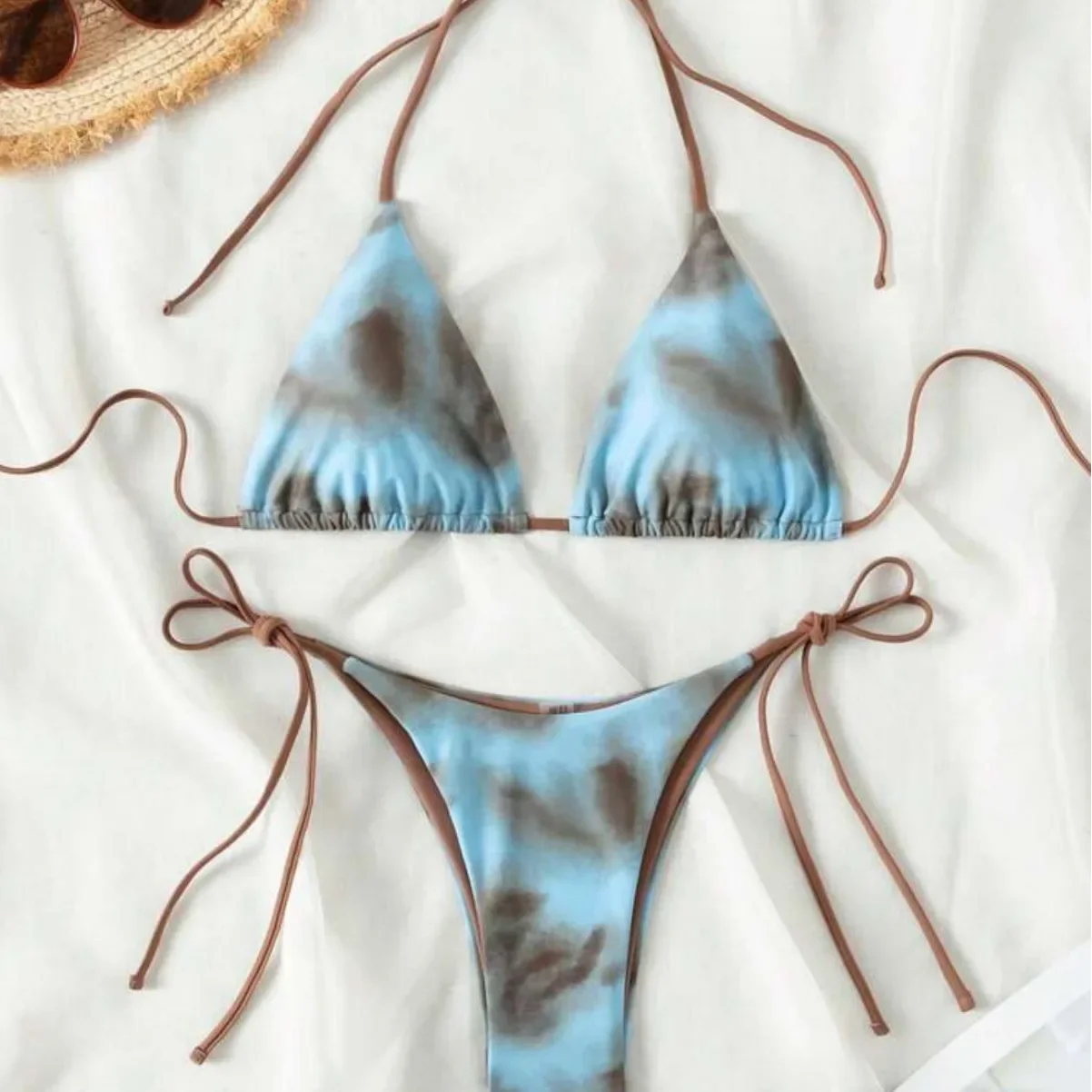 

Tie Dye Bikins 2025 Мини-бикини с микро-стрингами Женский купальник Женский купальник Комплект бикини из двух частей Холтер Купальный костюм Плавание Леди
