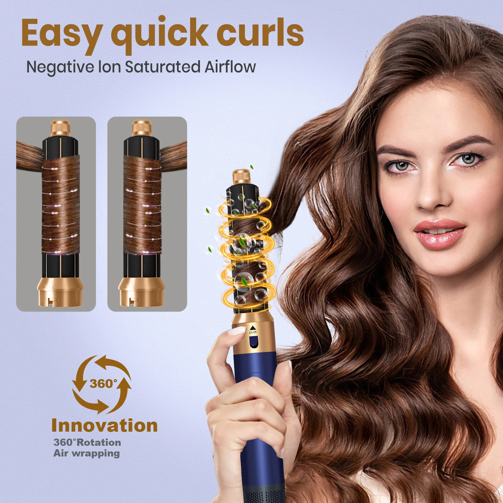 Modelador de cabelo com curling ferro, alisador de cabelo, escova de cabelo, secador multifunções, 5 em 1, novo