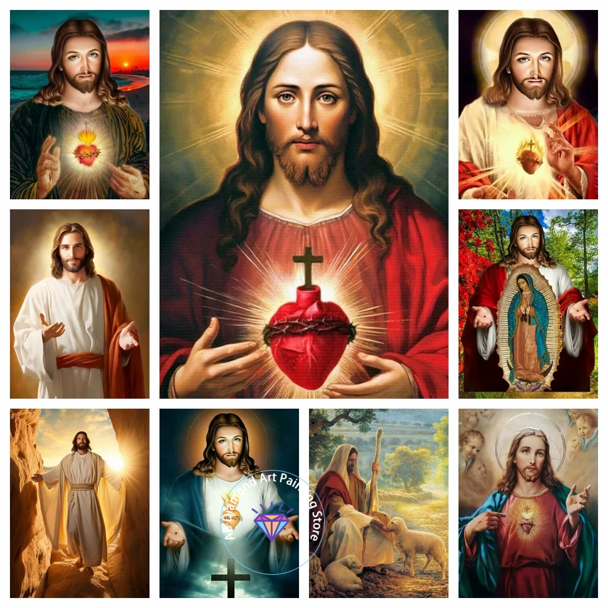

Religious Jesus Virgin AB Diamond Painting Kit DIY Diamond Embroidery Cross Handmade Art Exquisite Gift Crafts Home Decoration