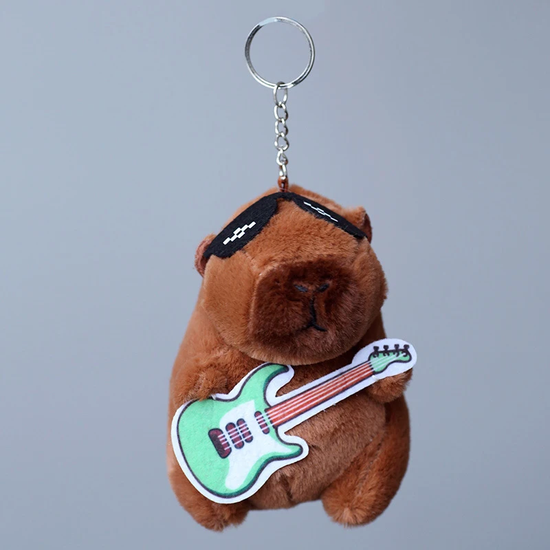 Capivara Brinquedo de pelúcia para crianças Brinquedo bonito dos desenhos animados Pingente cobaia Boneca de pelúcia macia Chaveiro mochila Saco Decoração do chaveiro do carro Presente do miúdo