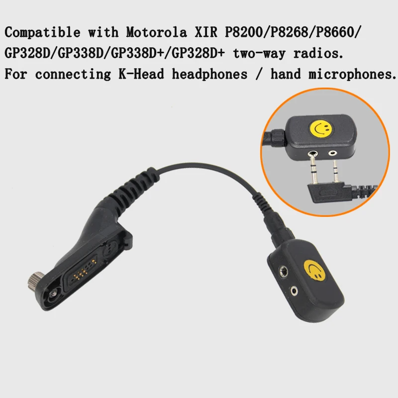 

Adapter Cable for Motorola GP328D/D8235/APX7000/XIR P8268/P8668/APX9000 Walkie Talkies to Kenwood K-plug Headset Microphone