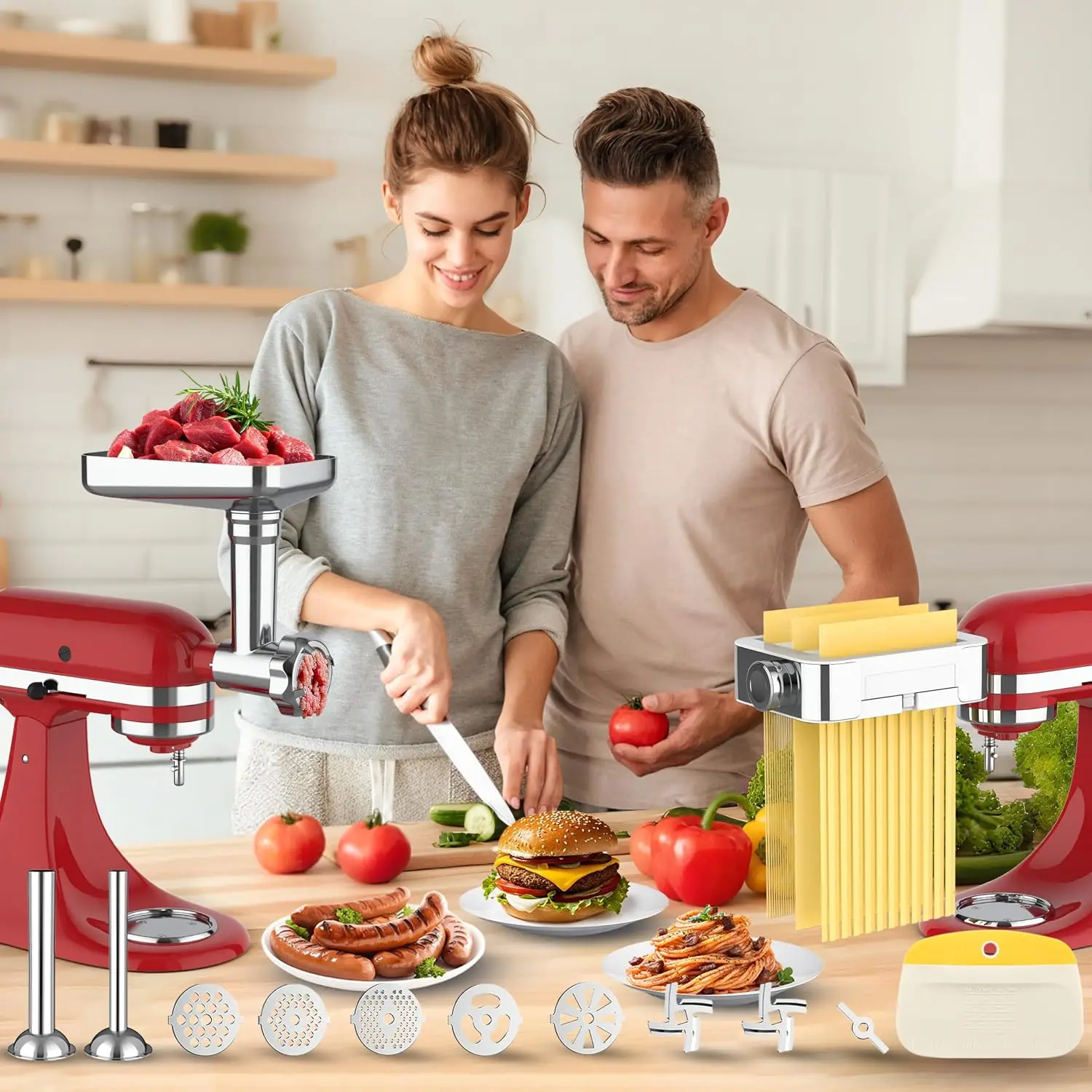 Meat Grinder Pasta Maker Attachment Stand Mixer Set Includes Metal Food Grinder Sausage Stuffer Tubes 3 In 1 Pasta Attachment Do