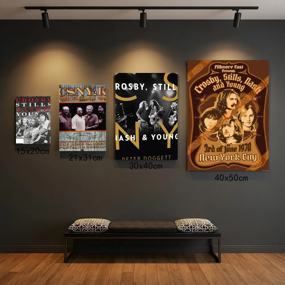 band C-Crosby Stills Nash and Young-G Painting Calligraphy Boho Botanical Decor for Living Room  Elegant Home Style