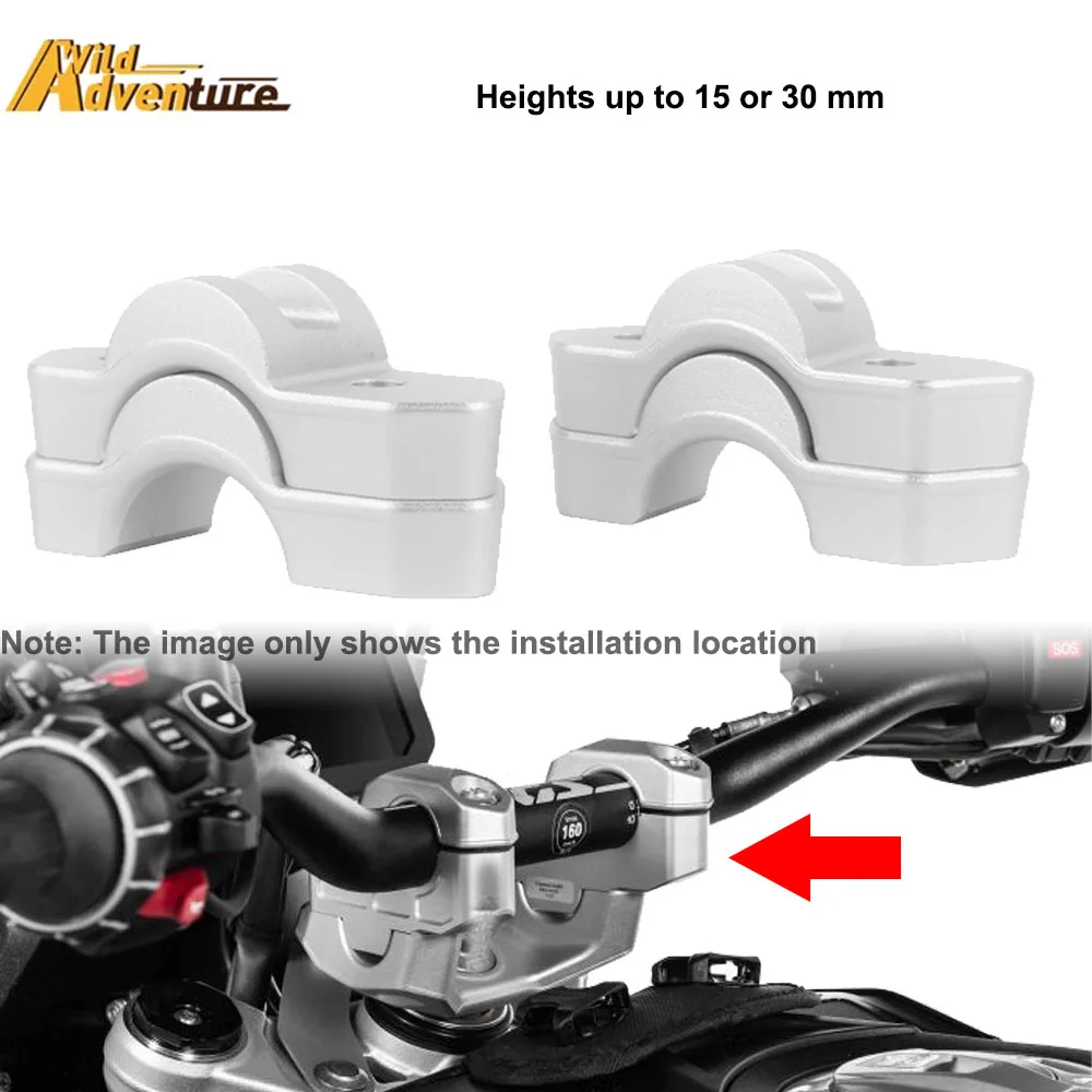 Motorcycle Handlebar Riser Heighten 15mm-30mm Handle Bar Mount Clamp Adapter For BMW R1300GS 2024 R 1300 GS Handlebar Riser Kits