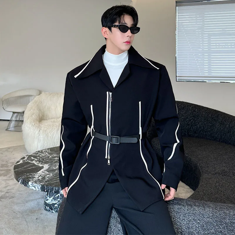 LUZHEN Korean Design Jacket Stripe Color Contrast Personalized High End Streetwear Niche Design Outerwear Autumn New Male LZ6576