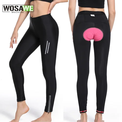 WOSAWE, pantalones de Ciclismo para mujer, transpirables, de secado rápido, pantalones largos para montar en bicicleta de montaña, medias con almohadilla de Gel, pantalones de Ciclismo a prueba de golpes