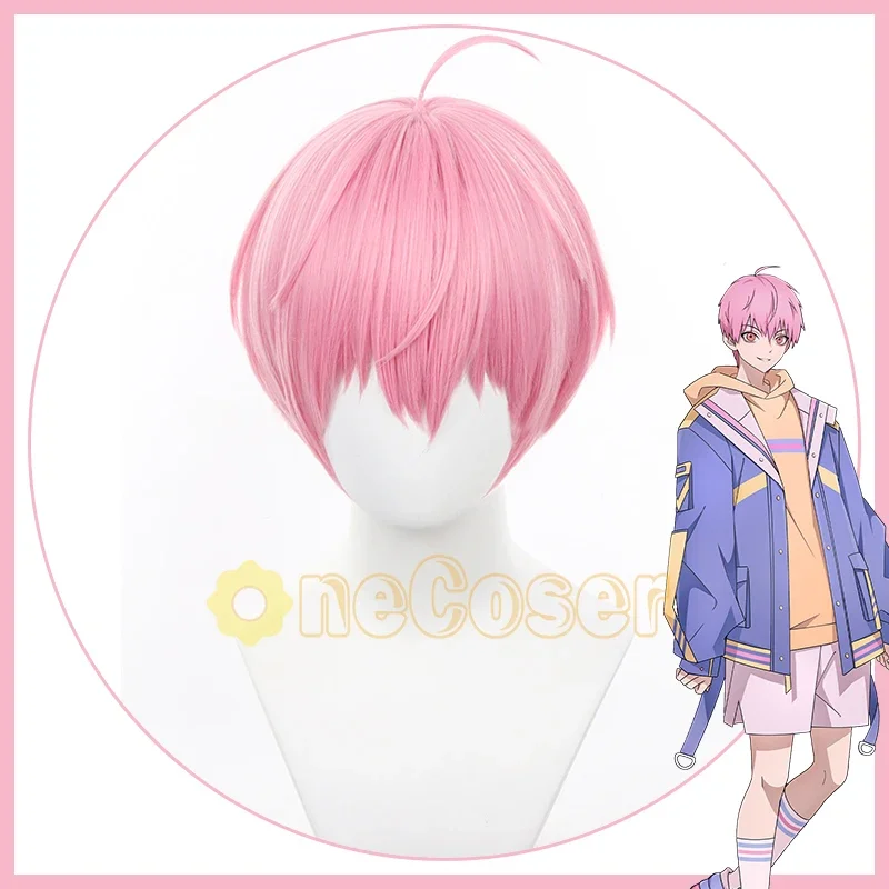 Li Tianchen Cosplay Wig Anime Link Click Pink Short Hair Li Tianxi Heat-resistant Fiber Hair Wig Cap Halloween Party Men