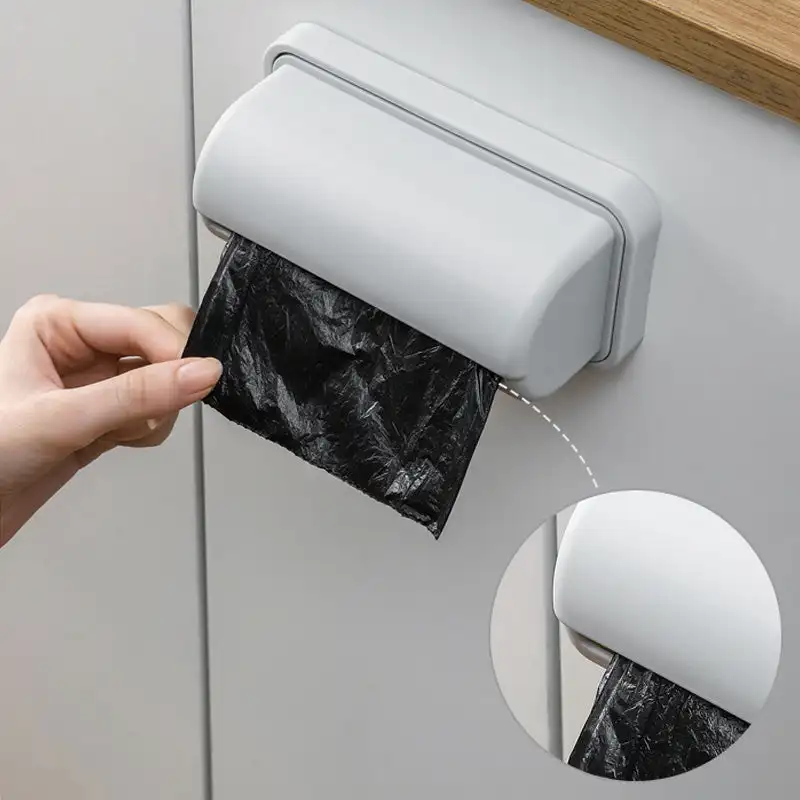 1Pcs Garbage Bag Storage Box Punch Free Wall Mount Trash Bag Dispenser Bathroom Toilet Organizer Container Grocery Bag Holders