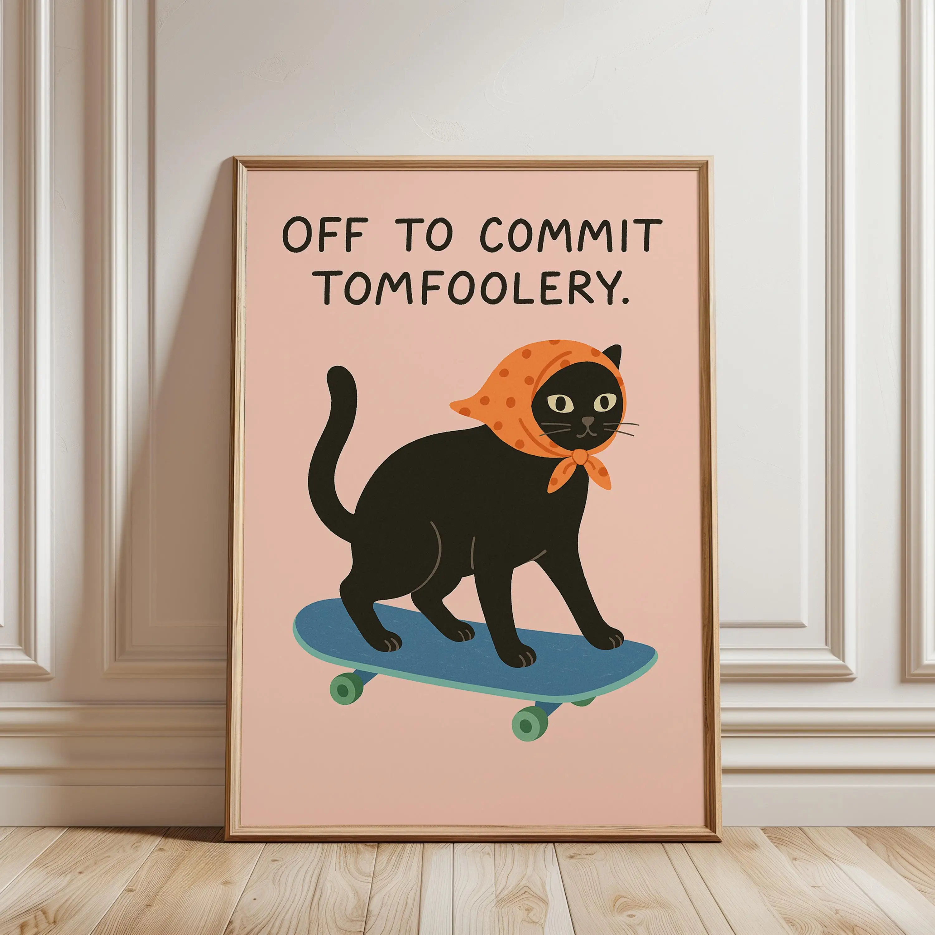 Whimsical Kitty Kimono Elegant Red Floral Cat Poster Funny Western Cats Modern Prints Canvas Wall Art Pictures Home Room Decor