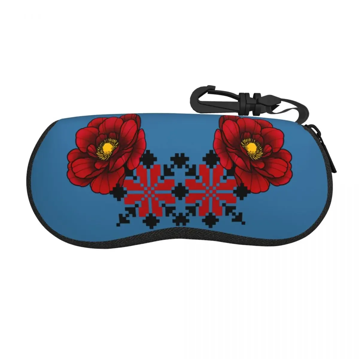 Custom Rose And Mallow Ukrainian Embroidery Shell Glasses Case Unisex Cool Vyshyvanka Eyeglasses Case Sunglasses Protector Box