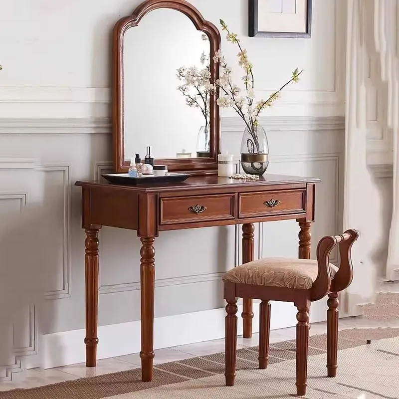 Nordic Storage Vanity Table Wooden Aesthetic Organizer Drawers Dresser Space Saving Beauty Mesa Tocador Bedroom Furniture