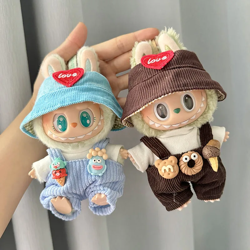 17cm Plush Doll'S Clothes Outfit Accessories For Korea Kpop Exo Labubu Idol Dolls overalls set Clothing