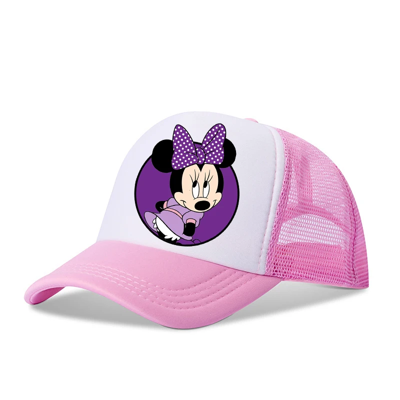 Disney Minnie Mickey Mouse Kids Baseball Cap Anime Cartoon Printed Sun Hat Adjustable Peaked Caps Summer Breathable Casual Hats