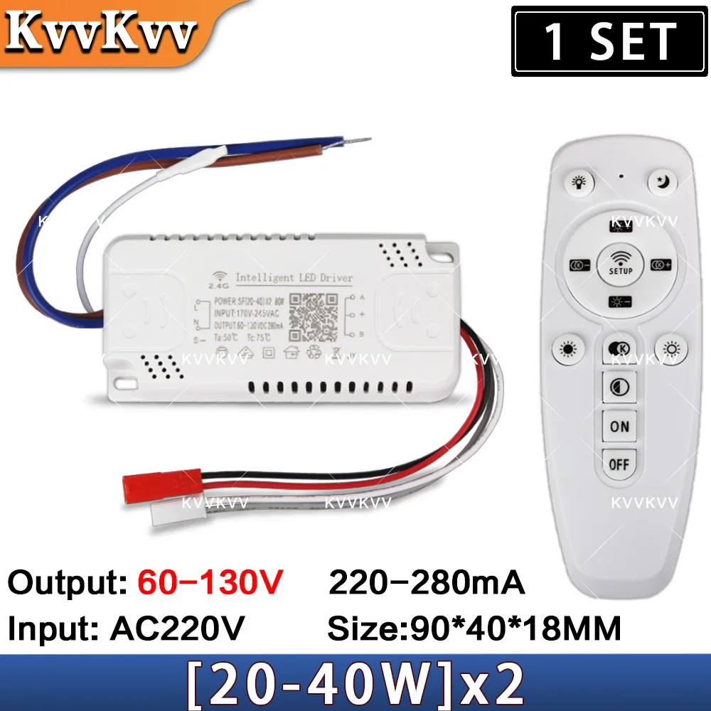 LED 2.4G Driver Remote+APP Control Lighting 160W 140W 80W 100W 120W Transformers For Home Two Color Light Strip DIY Chandelier