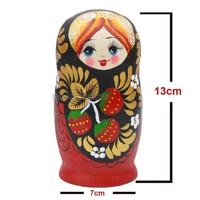 5 Layers Strawberry Girls Matryoshka Doll Wooden Snowman Russian