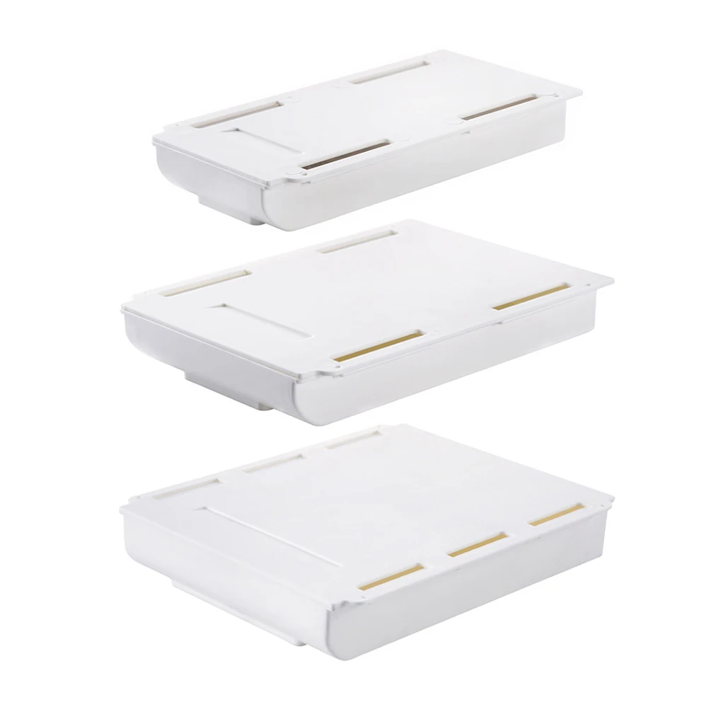 

3 Pcs Large Capacity Plastic Drawer Hidden Under Desk Storage ganizer Stationery Box Adhesive Tray Desktop Hidden Tray