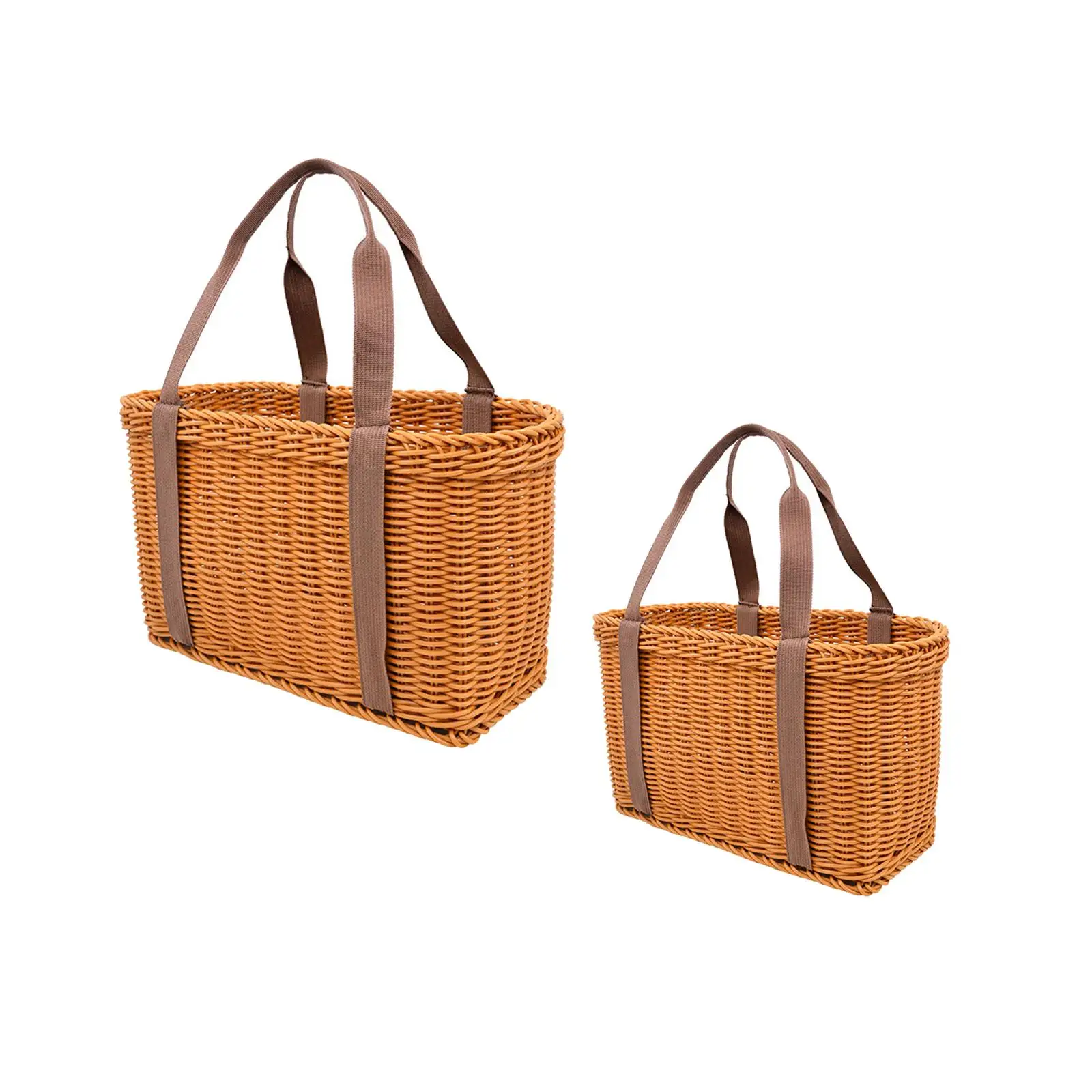 Woven Grocery Bag Woven Shopping Basket Portable Handwoven Basket Double Handles