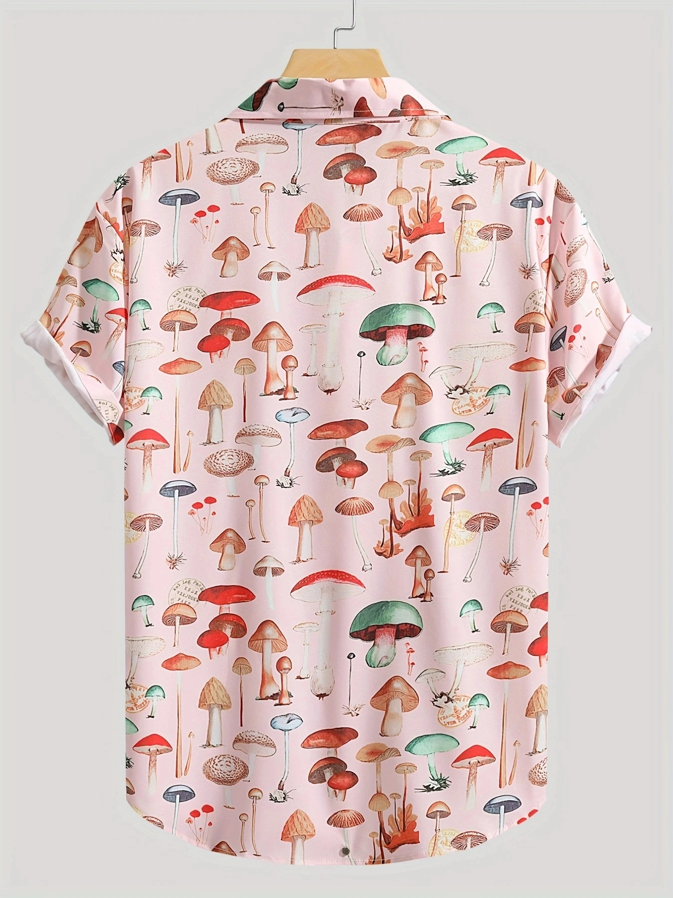 Summer Fashion Men\'s Mushroom Pattern Casual Short sleeve Shirt Hawaiian Button Up Shirt