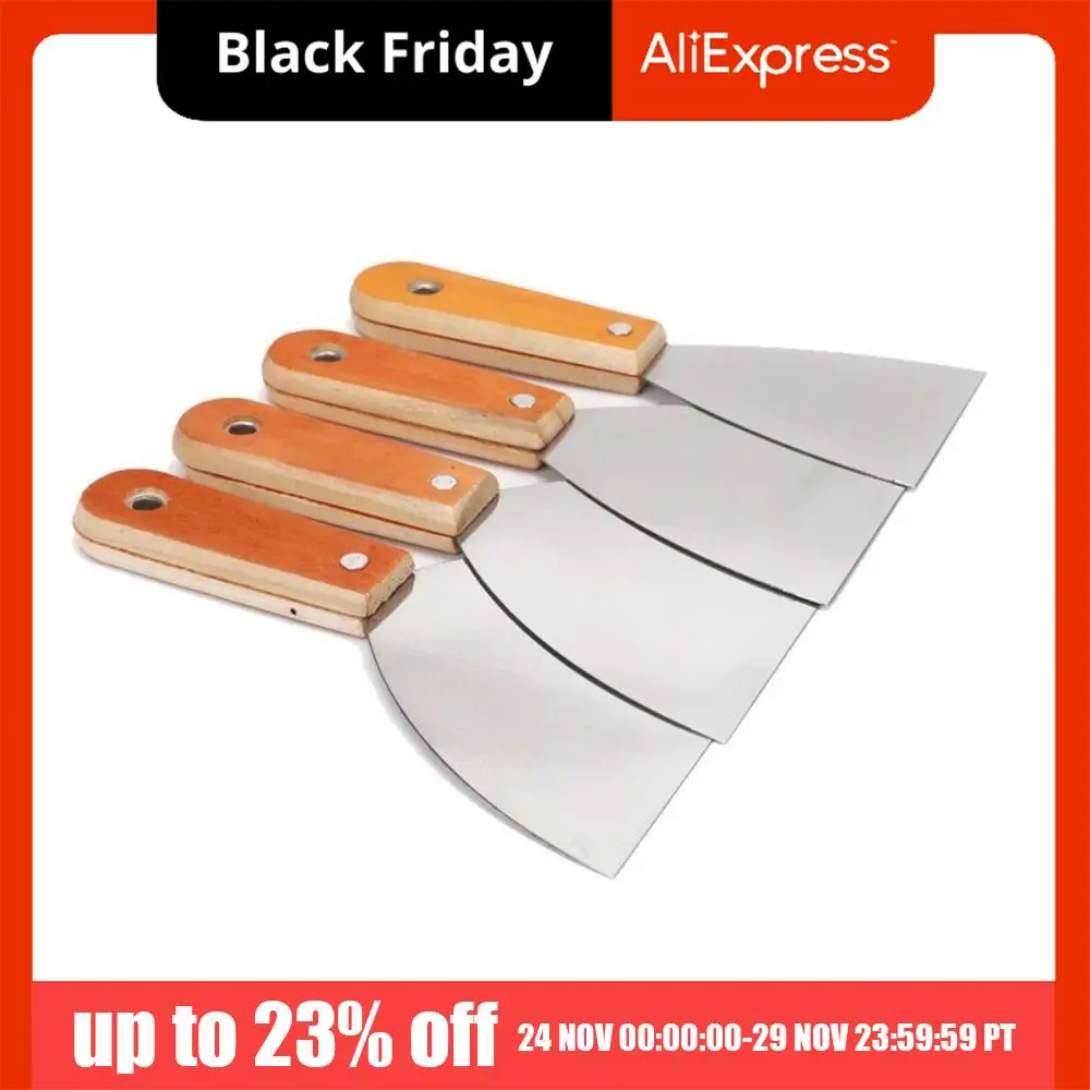 مكشطة تنظيف من الفولاذ المقاوم للصدأ مقبض خشبي مقبض مانع للانزلاق أدوات الطلاء أسطح كشط وضع مواد الجص مجرفة التنظيف