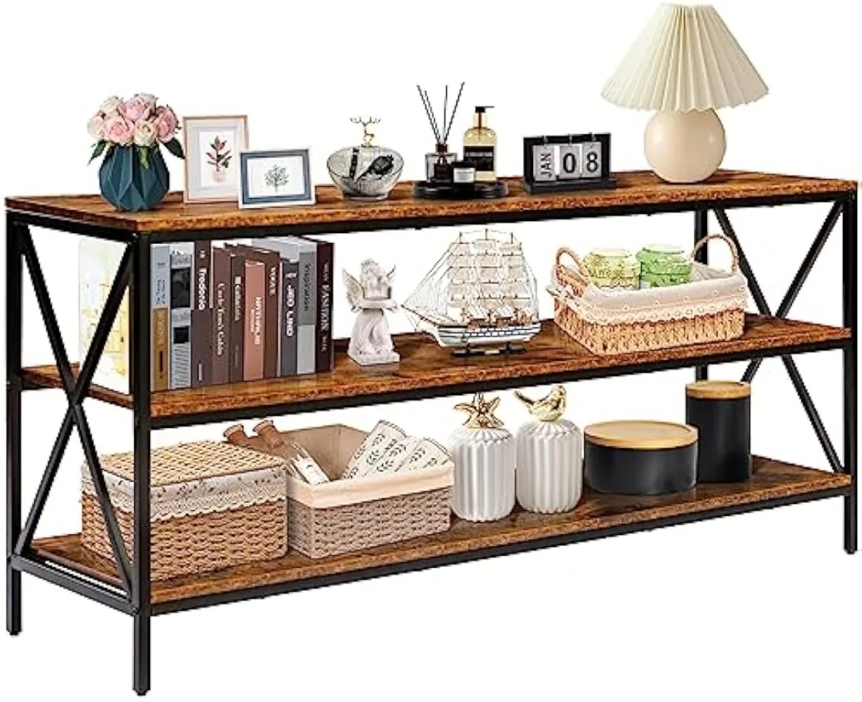 Office Metal 2 Tier Horizontal Bookshelf  Large Free Standing Open Storage Organizer Shelf,Tall Wooden Book Case Furniture