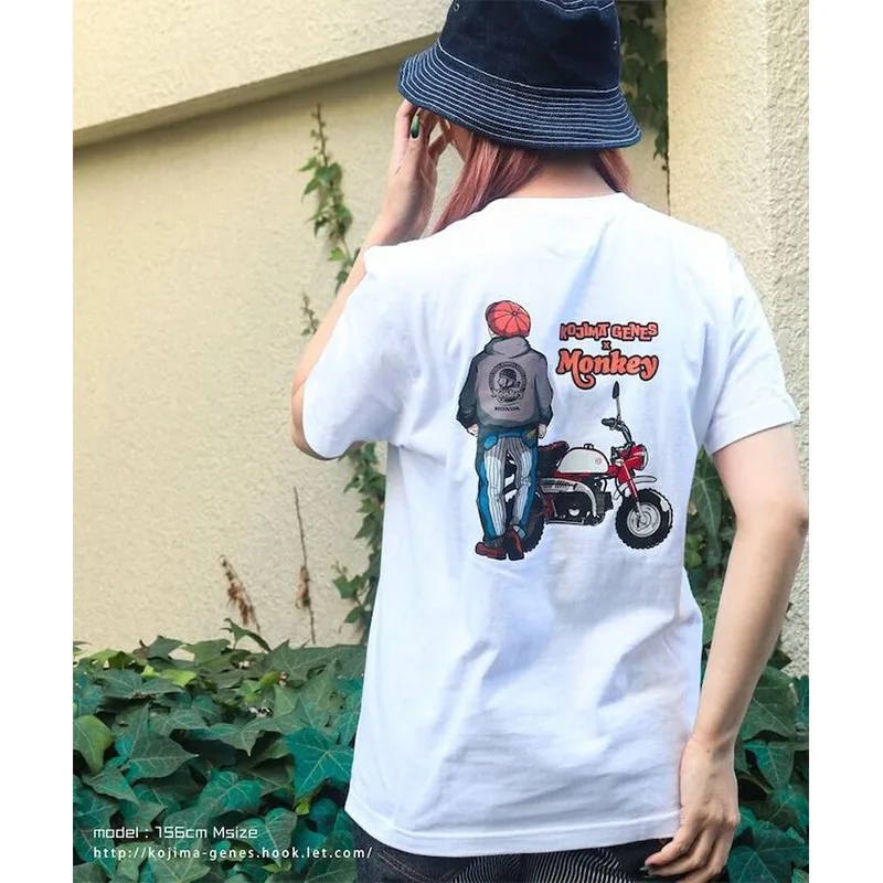 

KOJIMA GENES из Японии Складная футболка с короткими рукавами из чистого хлопка Honda RNB-6551 с принтом «Маленькая обезьянка»