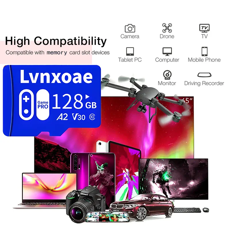 بطاقة ذاكرة صغيرة 128 جيجابايت 64 جيجابايت بطاقة SD A2 V30 U3 عالية السرعة C10 TF بطاقة فلاش 32 جيجابايت 16 جيجابايت لكاميرا الهاتف لشاومي لسوني