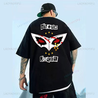 Persona 5 JOKER Anime Cartoon Gaming T-shirt Cool Boy High Street Graphic Unisex Tees Cotton Two Side Print Tops Fashion Clothes