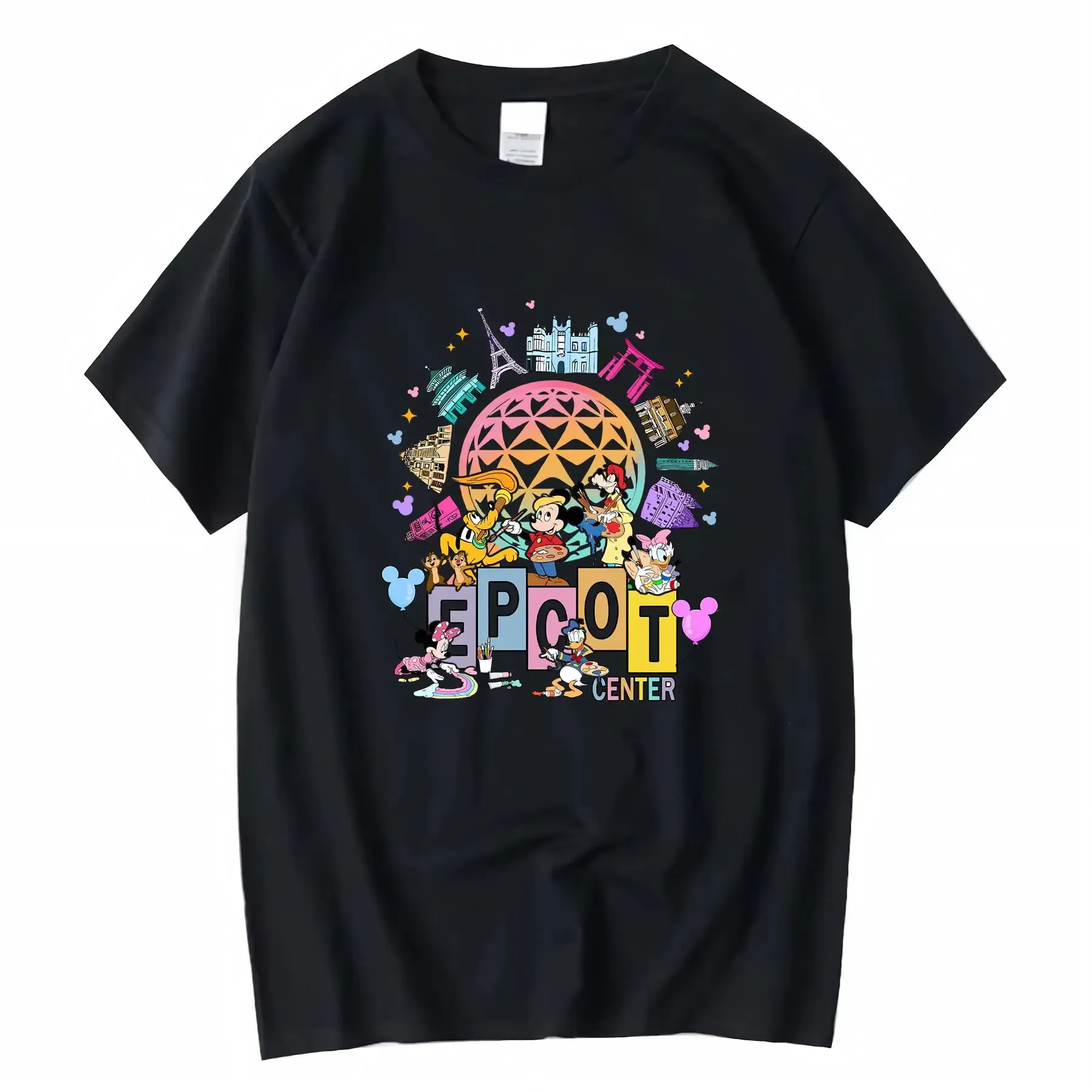 

Фестиваль Эпоскота Диснея 2025, футболка с круглым вырезом «Друзья Микки», художник для семейного отдыха, винтажная, мягкая, стильная, унисекс