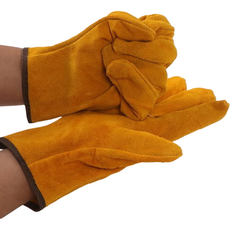 Guantes de trabajo de cuero de vaca suave para hombre, protección de seguridad para conducir, caza, granja, jardín, mecánico