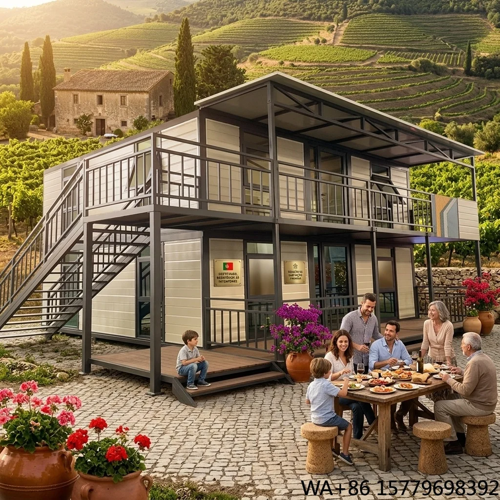 Cost-effective 40ft Prefabricated Mobile Homes Modern Duplex 2-storey Cozy Duplex House Balcony Kitchen Office Building Use