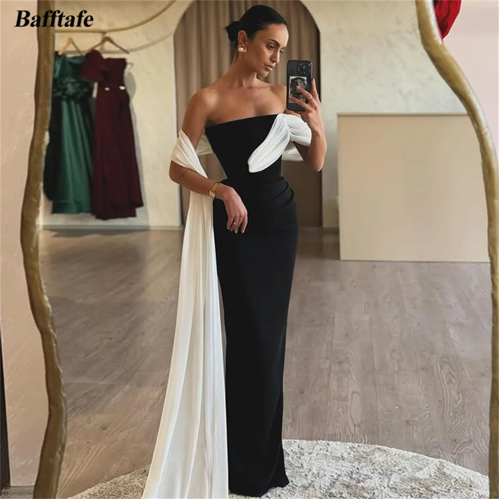 

Bafftafe Mermaid Satin Formal Evening Dresses Black Ivory One Shoulder Women Prom Dress 2025 Special Party Gowns Customized