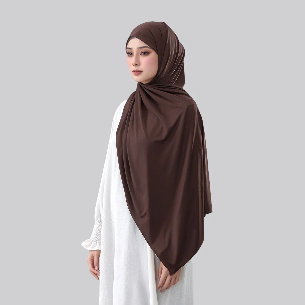 

﻿ Premium Liquid Jersey Hijab Scarf Wrap Muslim Solid for Women Headscarf Ramadan Headband Turban Soft Islam Shawl 170*60cm