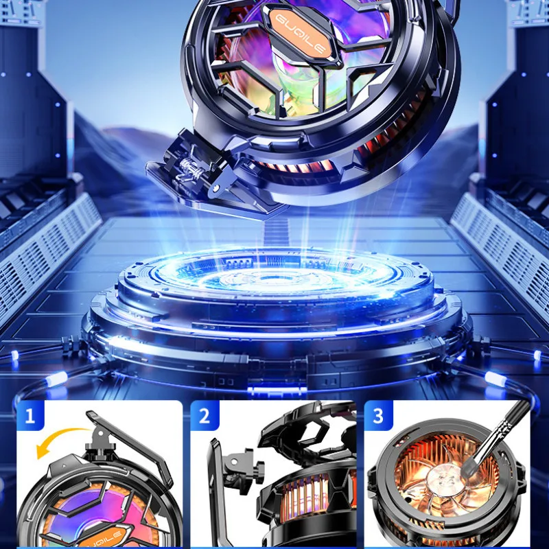 FS03 모바일 쿨러 업그레이드, 휴대폰 방열기 15W 강력 냉각, 자석 및 회전 클립, 아이스드 반도체 냉각