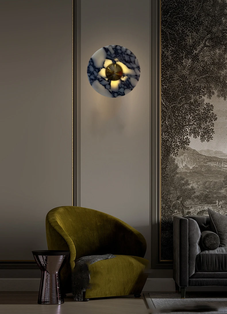Art Wall Light Stone Gold Metal