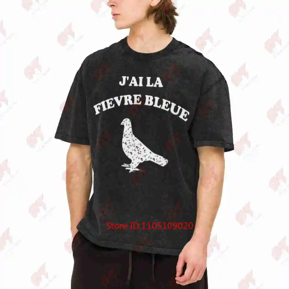 Camiseta de algodón puro con estampado de palomas de caza, estilo vintage y efecto desgastado, de la marca I Have Blue Fever.