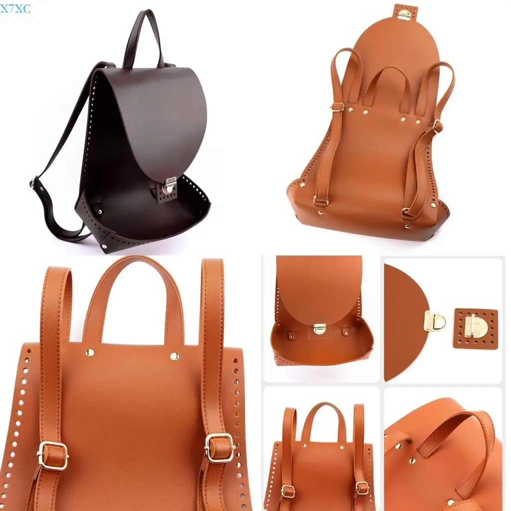 

X7XC Versatile Woven Backpack Supplies Handmade PU Leather Back Craft Accessory
